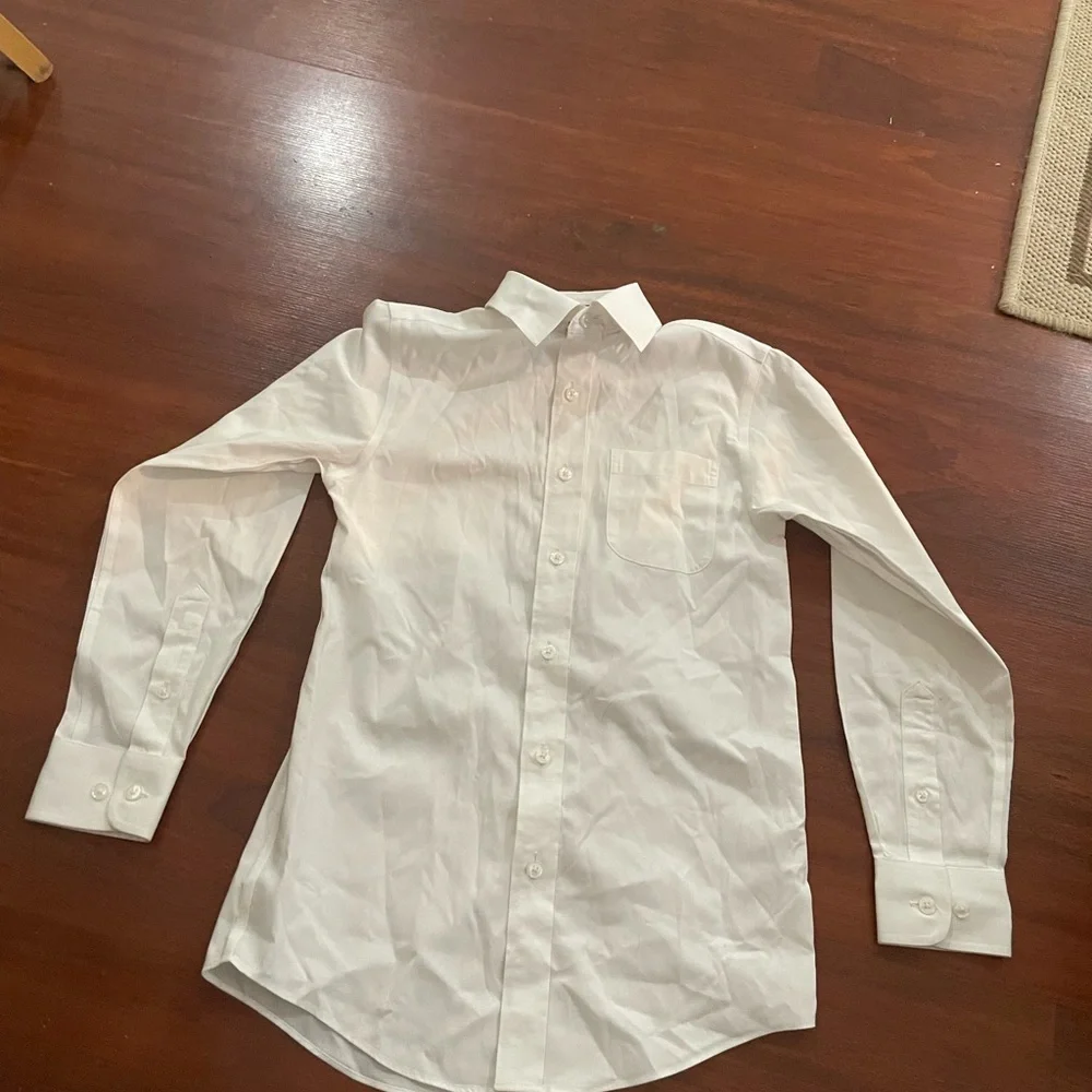 Youth Class Club Gold Label button down shirt white cotton Lycra size 10 pocket - Picture 5 of 10